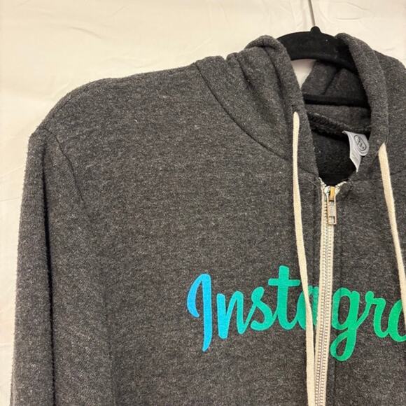 Instagram Hoodie Alternative Size Large Full Zip Grey Lightweight Soft Stretch - Picture 3 of 8